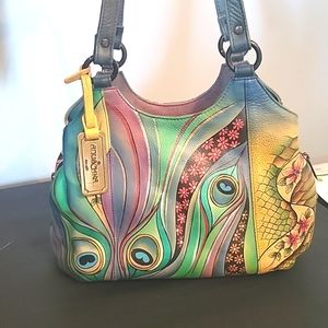 Brand New Anuschka Peacock Leather Purse